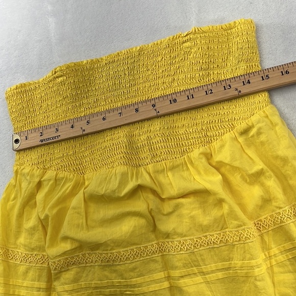 NWT Lane Bryant 14,Yellow Strapless Smocked 100% Cotton Feminine Bohemian Blouse - Picture 3 of 14